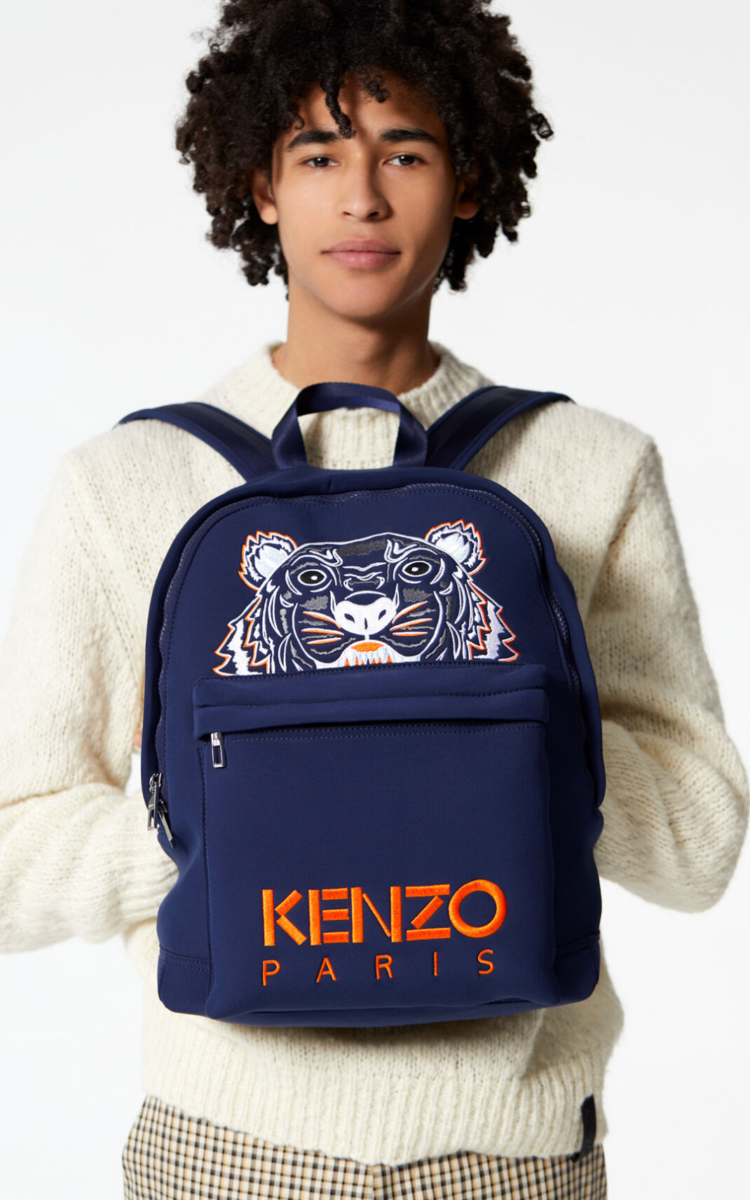 Kenzo Large Neoprene Tiger Rygsæk Herre - Mørkeblå Blå DK-875498